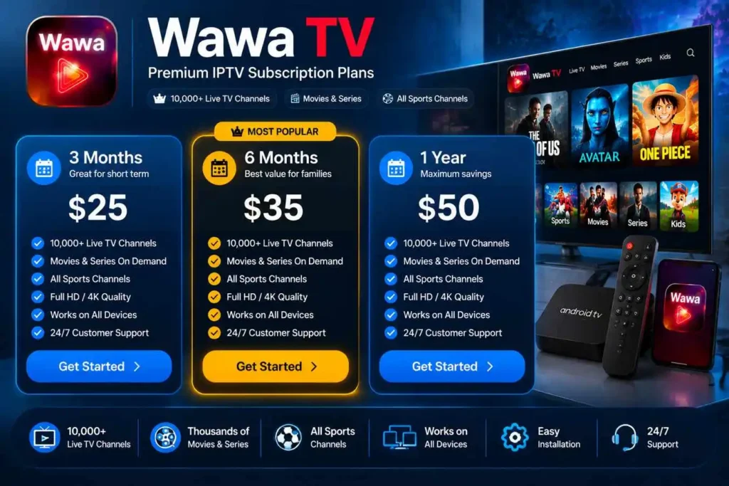 Wawa TV IPTV subscription plans